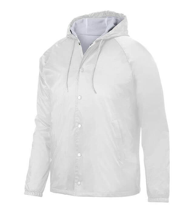 Augusta Sportswear Hooded Coach Jacket in White