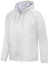 Am image of a Custom Augusta Sportswear Hooded Coach Jacket in White!