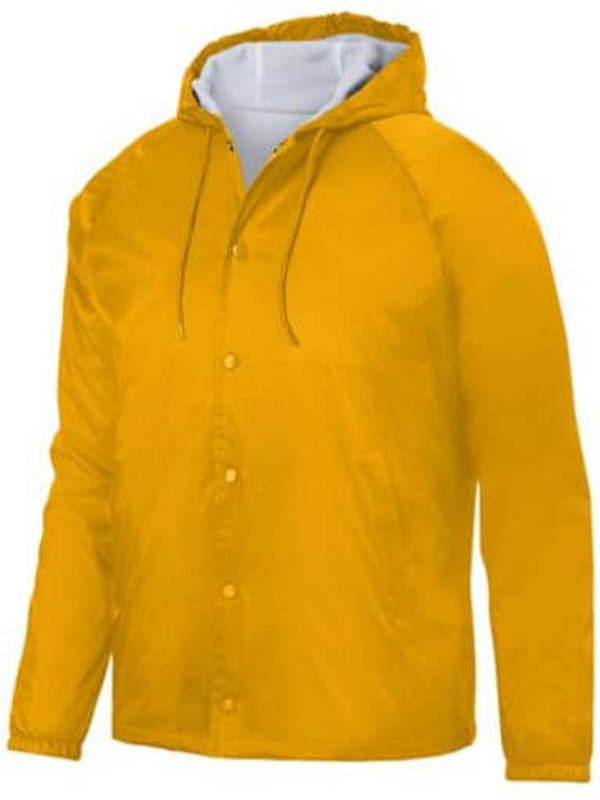 Am image of a Custom Augusta Sportswear Hooded Coach Jacket in Gold!