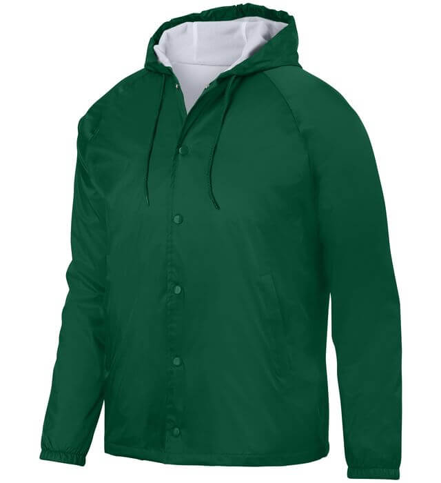 Augusta Sportswear Hooded Coach Jacket in Dark Green