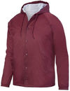 Am image of a Custom Augusta Sportswear Hooded Coach Jacket in Maroon!