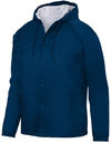 Am image of a Custom Augusta Sportswear Hooded Coach Jacket in Navy!