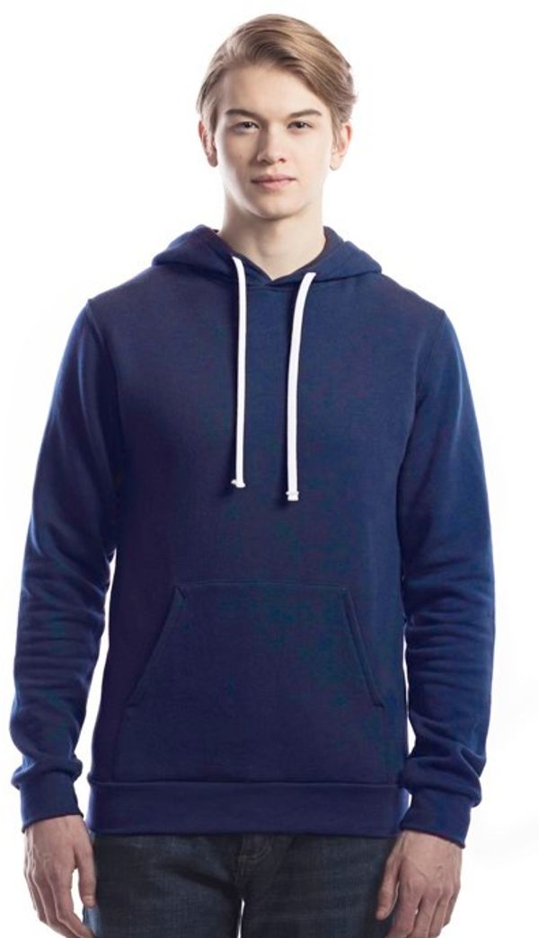 Am image of a Custom Jerico Three End Bamboo Fleece Hooded Sweatshirt in Navy!