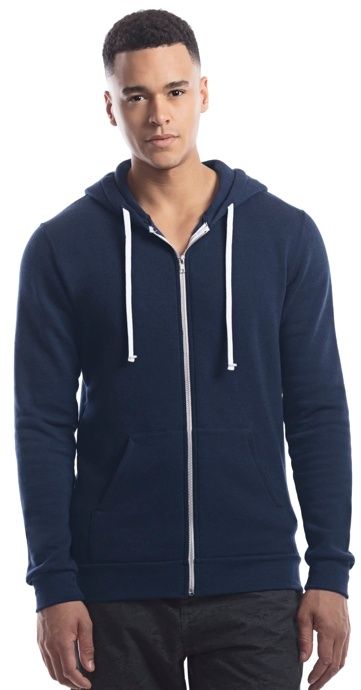 Jerico Three End Bamboo Full Zip Hooded Sweatshirt in Navy