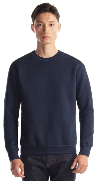 Am image of a Custom Jerico Premium Eco Fleece Crewneck Sweatshirt in Navy!