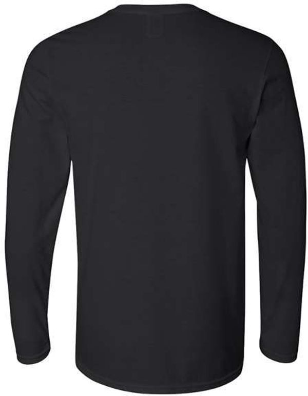 Am image of a Custom Gildan Softstyle Long Sleeve T Shirt in Black!