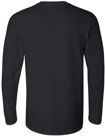 Am image of a Custom Gildan Softstyle Long Sleeve T Shirt in Black!