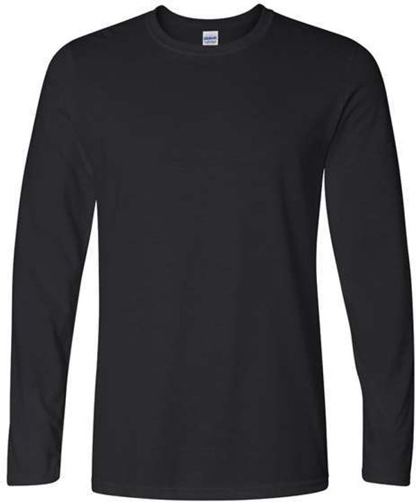 Am image of a Custom Gildan Softstyle Long Sleeve T Shirt in Black!