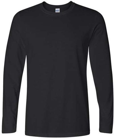 Am image of a Custom Gildan Softstyle Long Sleeve T Shirt in Black!