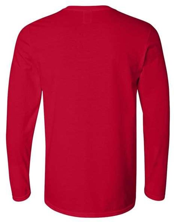 Am image of a Custom Gildan Softstyle Long Sleeve T Shirt in Cherry Red!