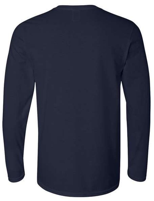 Am image of a Custom Gildan Softstyle Long Sleeve T Shirt in Navy!