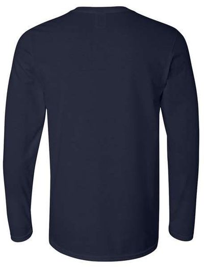 Am image of a Custom Gildan Softstyle Long Sleeve T Shirt in Navy!