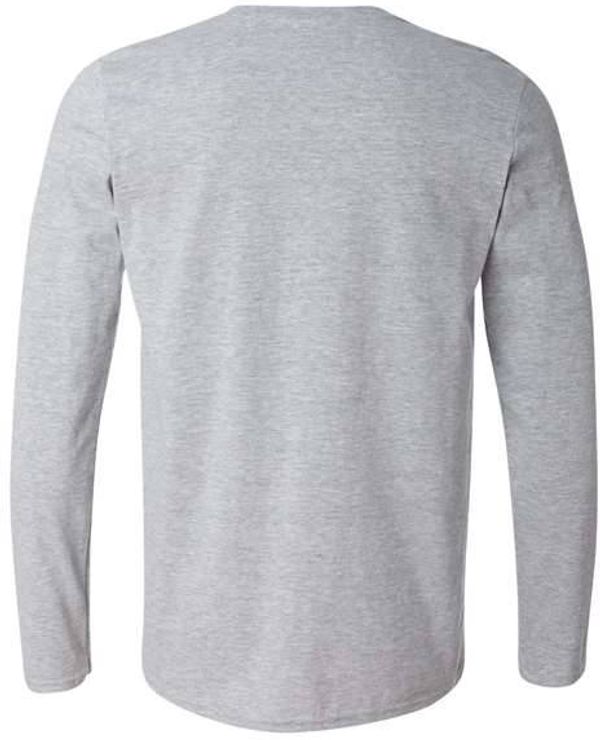 Am image of a Custom Gildan Softstyle Long Sleeve T Shirt in Sport Grey!