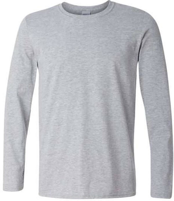 Am image of a Custom Gildan Softstyle Long Sleeve T Shirt in Sport Grey!