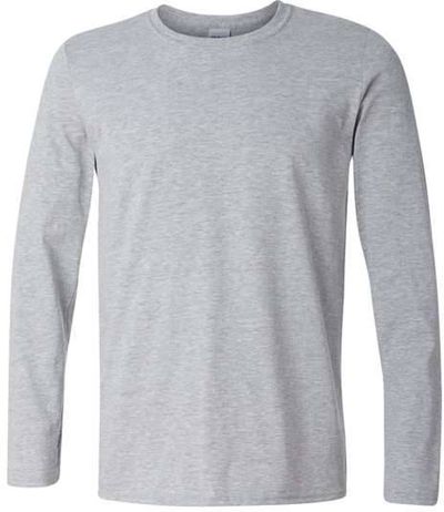 Am image of a Custom Gildan Softstyle Long Sleeve T Shirt in Sport Grey!