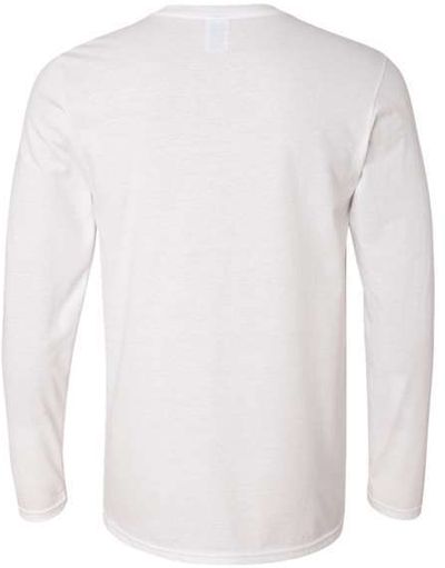 Am image of a Custom Gildan Softstyle Long Sleeve T Shirt in White!