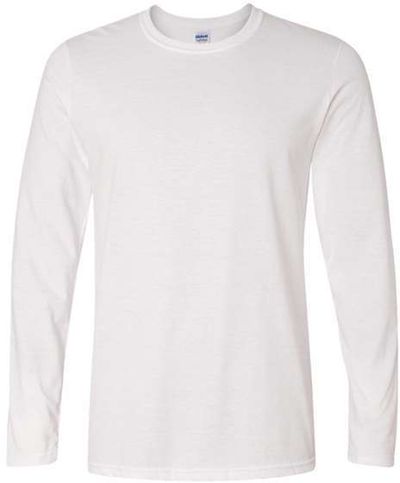 Am image of a Custom Gildan Softstyle Long Sleeve T Shirt in White!