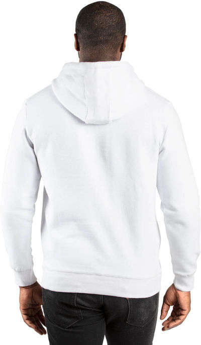 Am image of a Custom Threadfast Unisex Ultimate Fleece Pullover Hooded Sweatshirt in White!