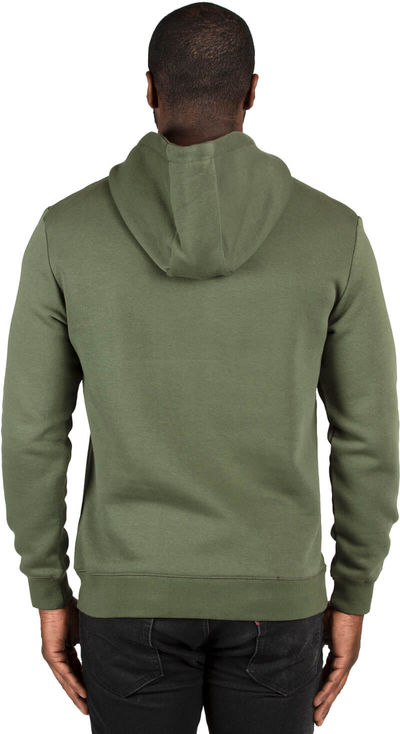 Am image of a Custom Threadfast Unisex Ultimate Fleece Pullover Hooded Sweatshirt in Army!