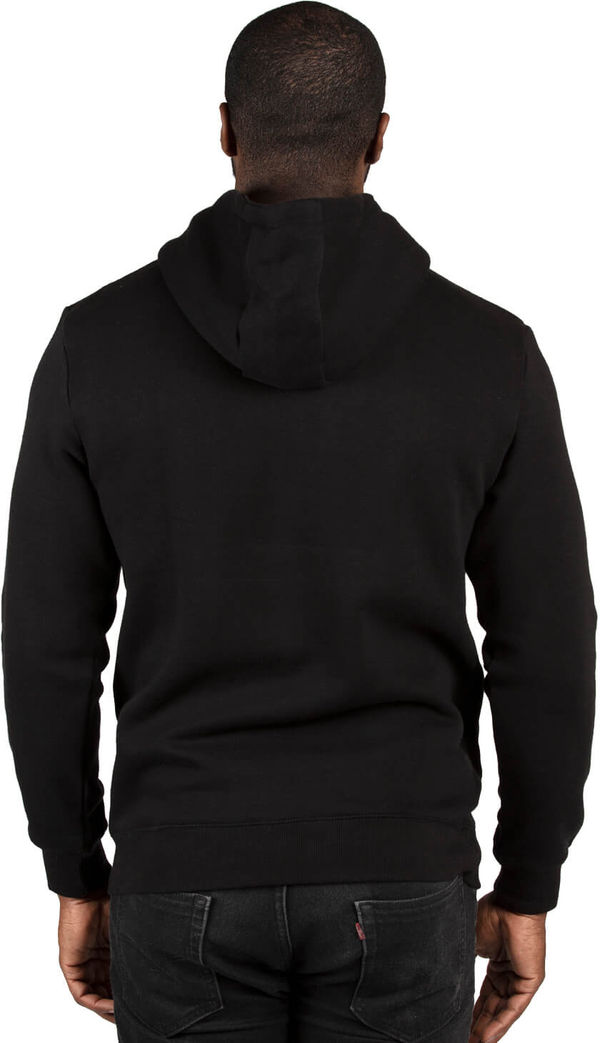 Am image of a Custom Threadfast Unisex Ultimate Fleece Pullover Hooded Sweatshirt in Black!