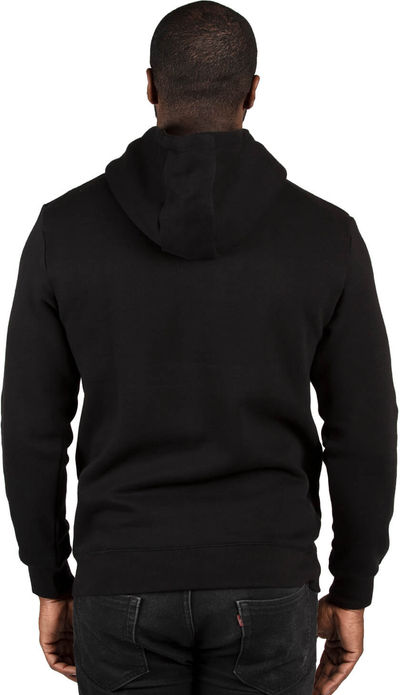 Am image of a Custom Threadfast Unisex Ultimate Fleece Pullover Hooded Sweatshirt in Black!
