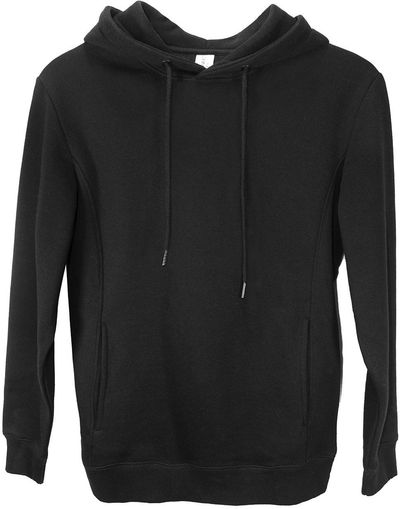 Am image of a Custom Threadfast Unisex Ultimate Fleece Pullover Hooded Sweatshirt in Black!