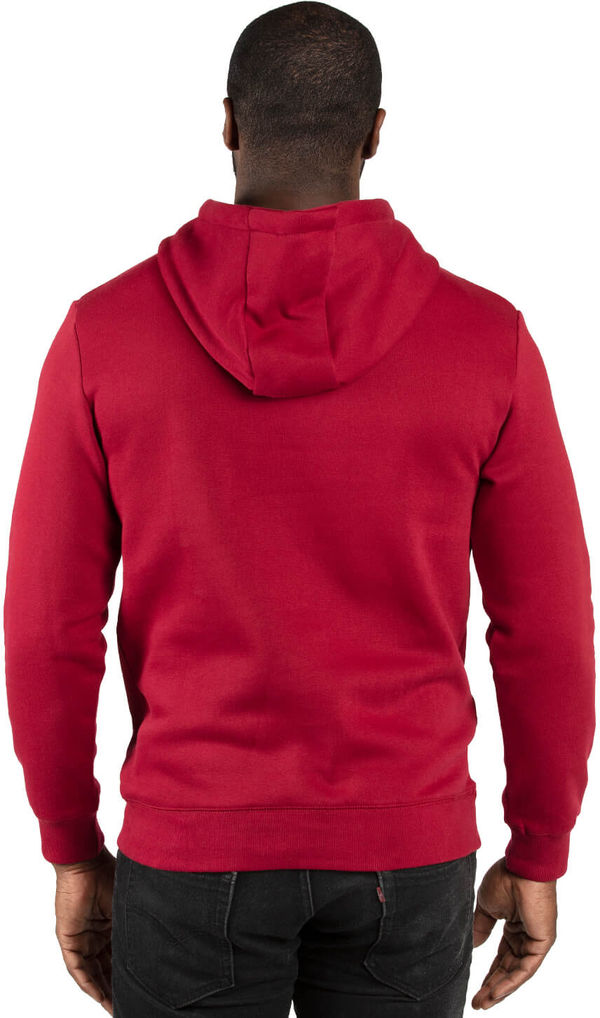 Am image of a Custom Threadfast Unisex Ultimate Fleece Pullover Hooded Sweatshirt in Burgundy!