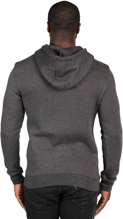 Am image of a Custom Threadfast Unisex Ultimate Fleece Pullover Hooded Sweatshirt in Charcoal Heather!