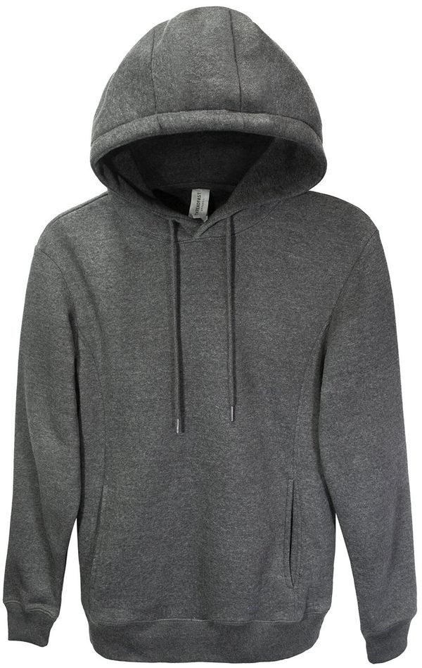 Am image of a Custom Threadfast Unisex Ultimate Fleece Pullover Hooded Sweatshirt in Charcoal Heather!