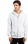 Am image of a Custom Threadfast Unisex Ultimate Fleece Full Zip Hooded Sweatshirt in White!