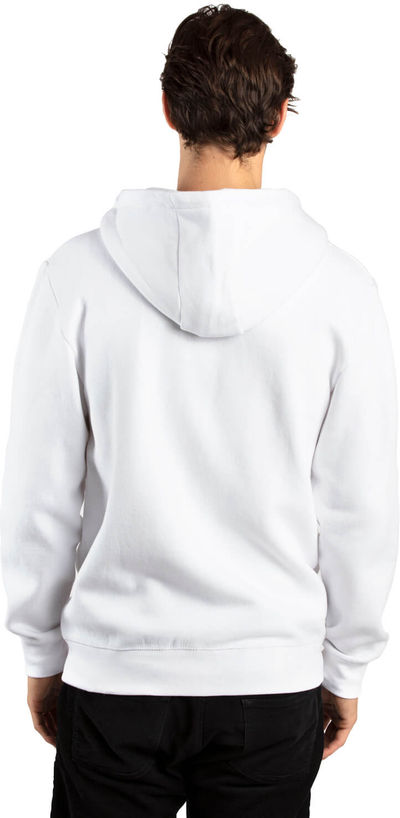 Am image of a Custom Threadfast Unisex Ultimate Fleece Full Zip Hooded Sweatshirt in White!
