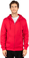 Am image of a Custom Threadfast Unisex Ultimate Fleece Full Zip Hooded Sweatshirt in Red!