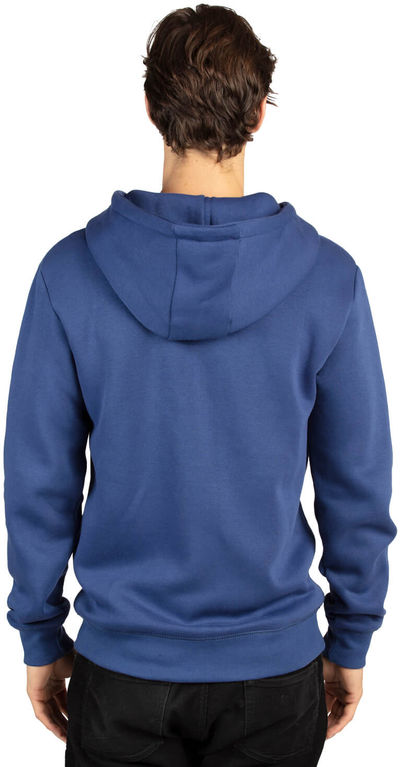 Am image of a Custom Threadfast Unisex Ultimate Fleece Full Zip Hooded Sweatshirt in Navy!
