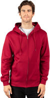 Am image of a Custom Threadfast Unisex Ultimate Fleece Full Zip Hooded Sweatshirt in Burgundy!