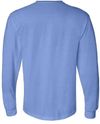 Am image of a Custom Gildan DryBlend Fifty Fifty Long Sleeve T Shirt in Carolina Blue!