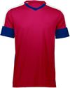 Am image of a Custom High Five Wembley Soccer Jersey in Scarlet/Navy/Black!