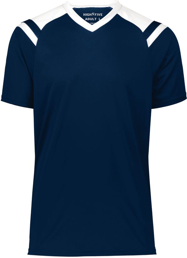 Am image of a Custom High Five Youth Sheffield Jersey in Navy/White!