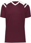Am image of a Custom High Five Youth Sheffield Jersey in Maroon/White!