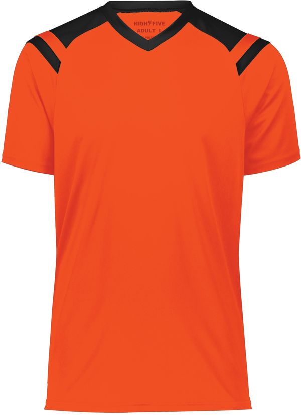 Am image of a Custom High Five Youth Sheffield Jersey in Electric Orange/Black!