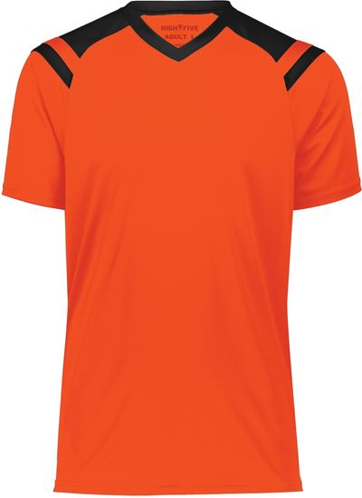 Am image of a Custom High Five Youth Sheffield Jersey in Electric Orange/Black!