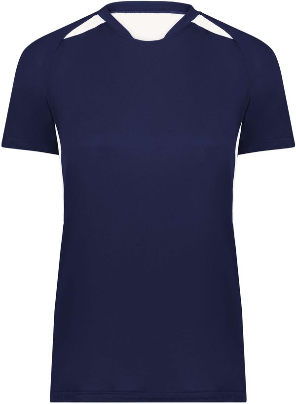 Am image of a Custom High Five Ladies Hawk Evolution Soccer Jersey in Navy/White!
