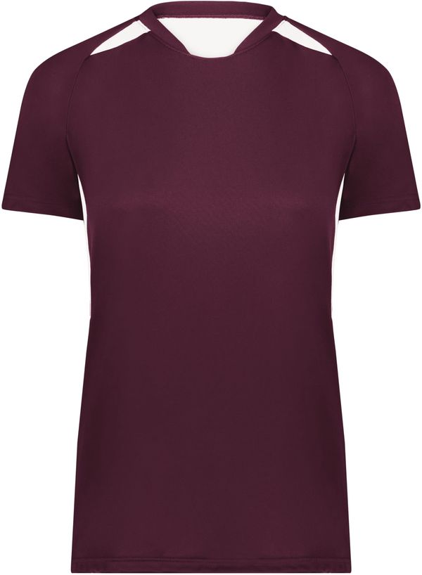Am image of a Custom High Five Ladies Hawk Evolution Soccer Jersey in Maroon/White!