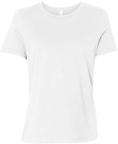 Am image of a Custom Bella and Canvas Womens Relaxed Jersey Tee in White!