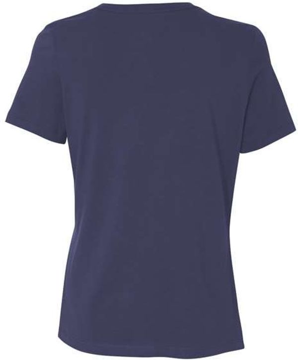 Am image of a Custom Bella and Canvas Womens Relaxed Jersey Tee in Navy!