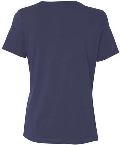 Am image of a Custom Bella and Canvas Womens Relaxed Jersey Tee in Navy!