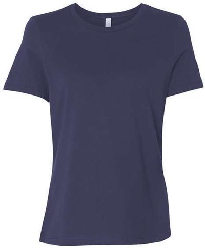 Am image of a Custom Bella and Canvas Womens Relaxed Jersey Tee in Navy!