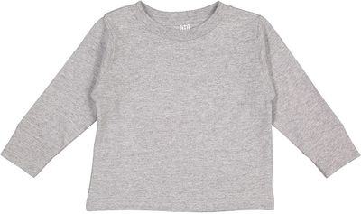 Am image of a Custom Rabbit Skins Toddler Long Sleeve T Shirt in Heather!