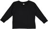 Am image of a Custom Rabbit Skins Toddler Long Sleeve T Shirt in Black!