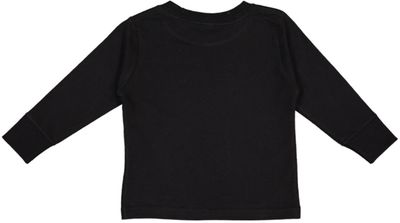 Am image of a Custom Rabbit Skins Toddler Long Sleeve T Shirt in Black!