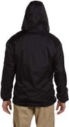 Am image of a Custom Dickies Mens Fleece Lined Hooded Nylon Jacket in Black!